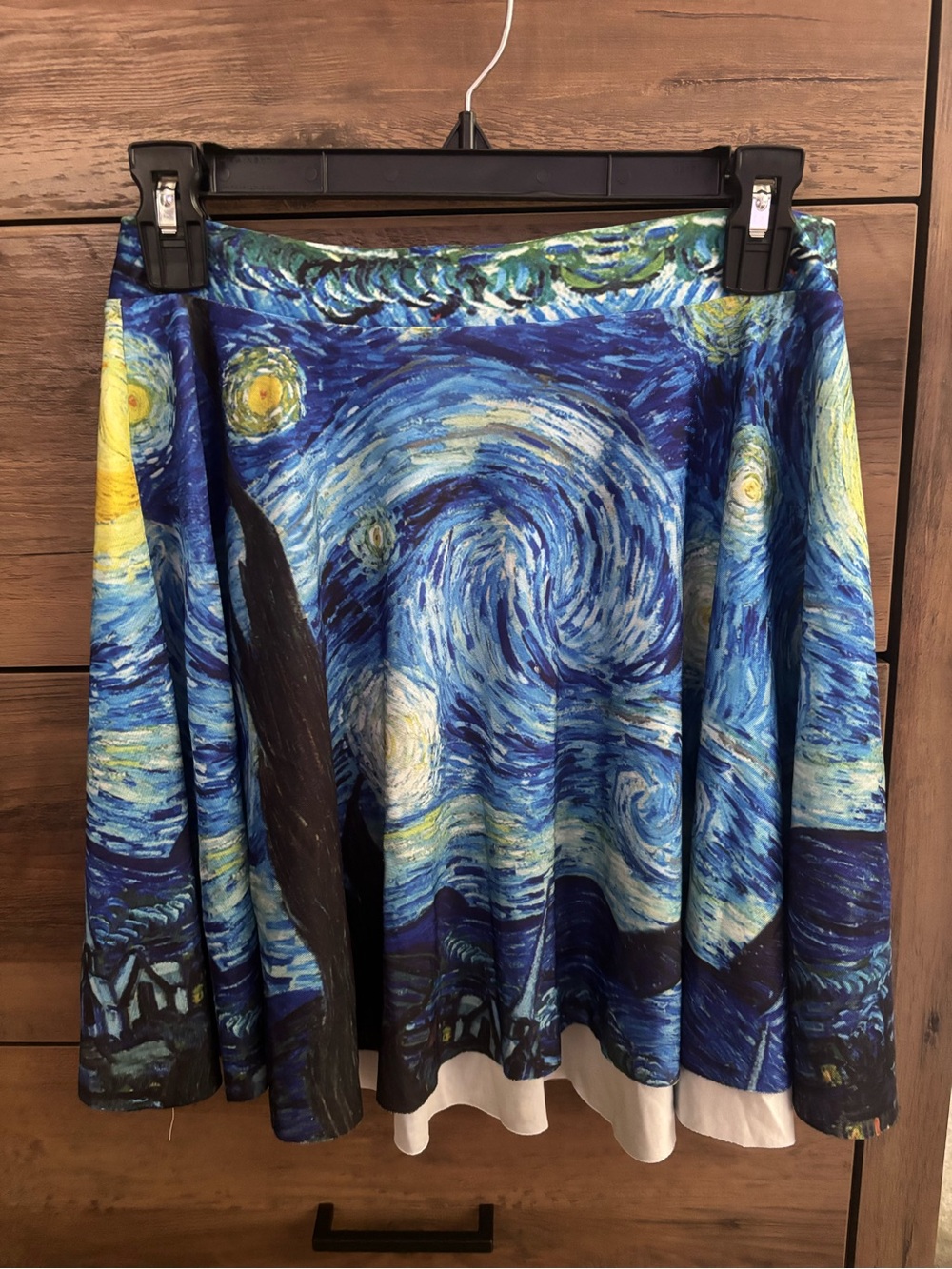 Starry Night Print Women’s Skater Skirt - Blue